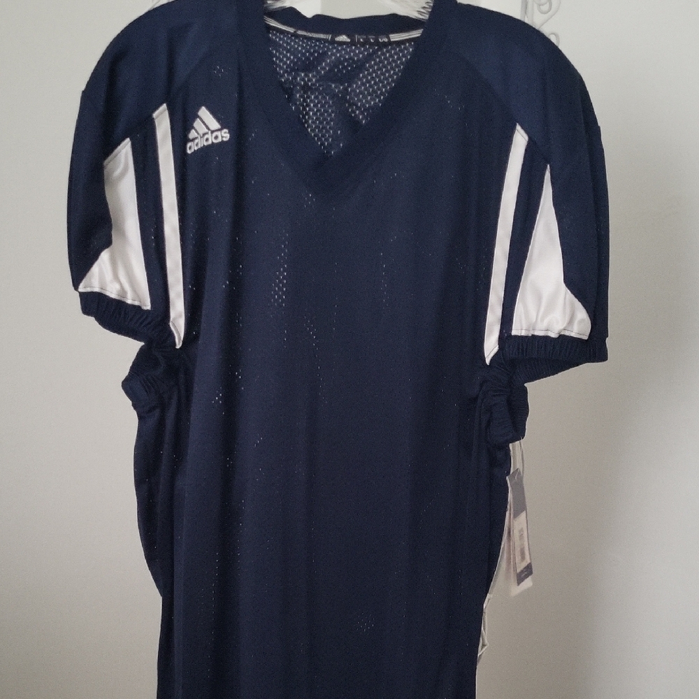 Adidas Men's Navy and White Sports Jersey